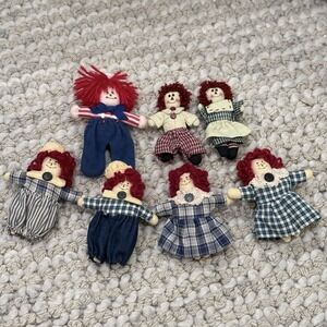 Vintage Raggedy Ann & Andy Dolls (Lot of 7) Mini 3-4" Handmade